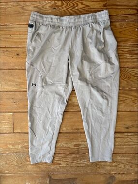 Under Armour Women’s XL Gray Cropped Training Pants Stretch Athletic 25” Inseam